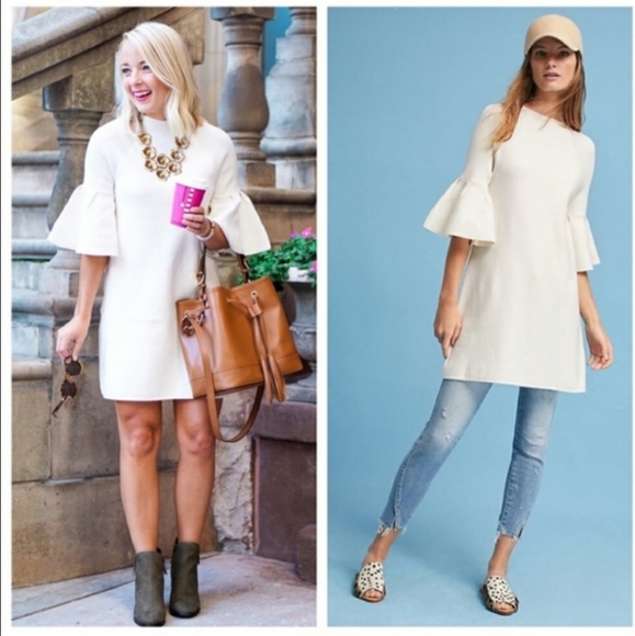 Anthropologie Dresses & Skirts - Anthropologie Ruffle Sleeve Mock Neck Tunic dress